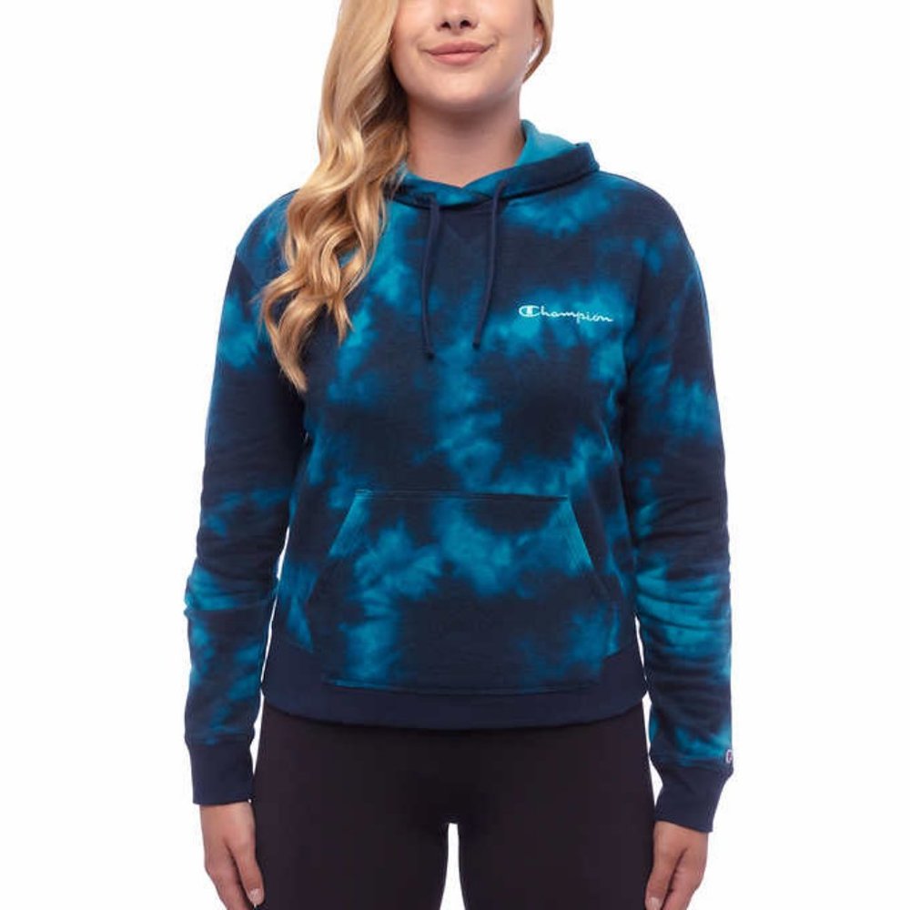 Champion Blue Tie Dye Hoodie Sweatshirt - Picture 2 of 5